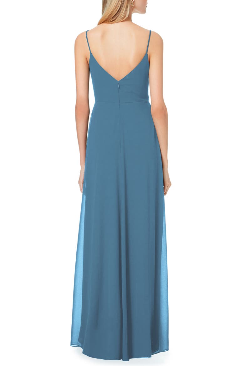 Surplice Neck Chiffon A-Line Gown, Alternate, color, SLATE