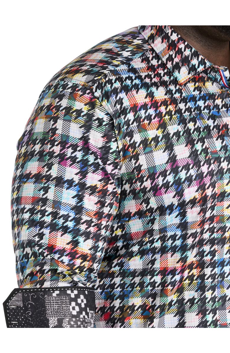 Robert Graham Big & Tall Algiers Houndstooth Sport Shirt, Alternate, color, Multi