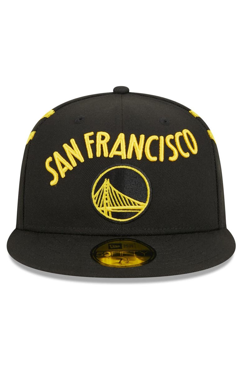 New Era Men's New Era Black Golden State Warriors 2023/24 City Edition 59FIFTY Fitted Hat, Alternate, color,
