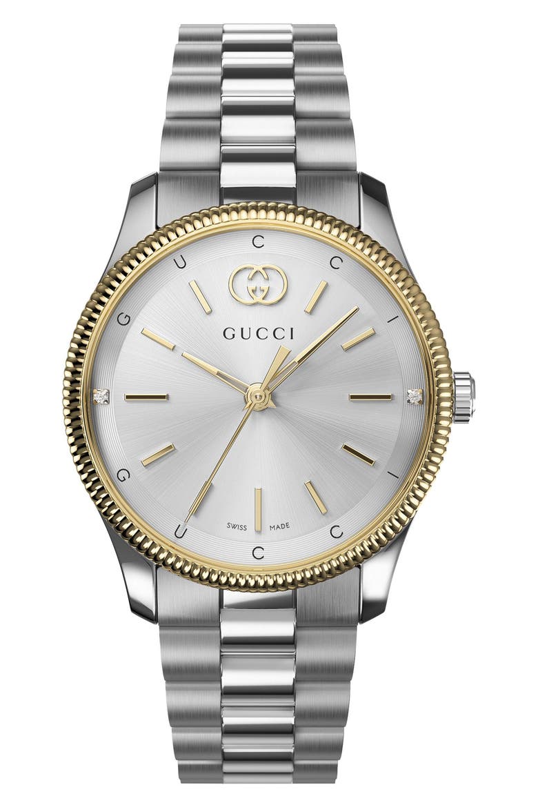 G-Timeless Diamond Slim Bracelet Watch, 29mm, Alternate, color, SILVER