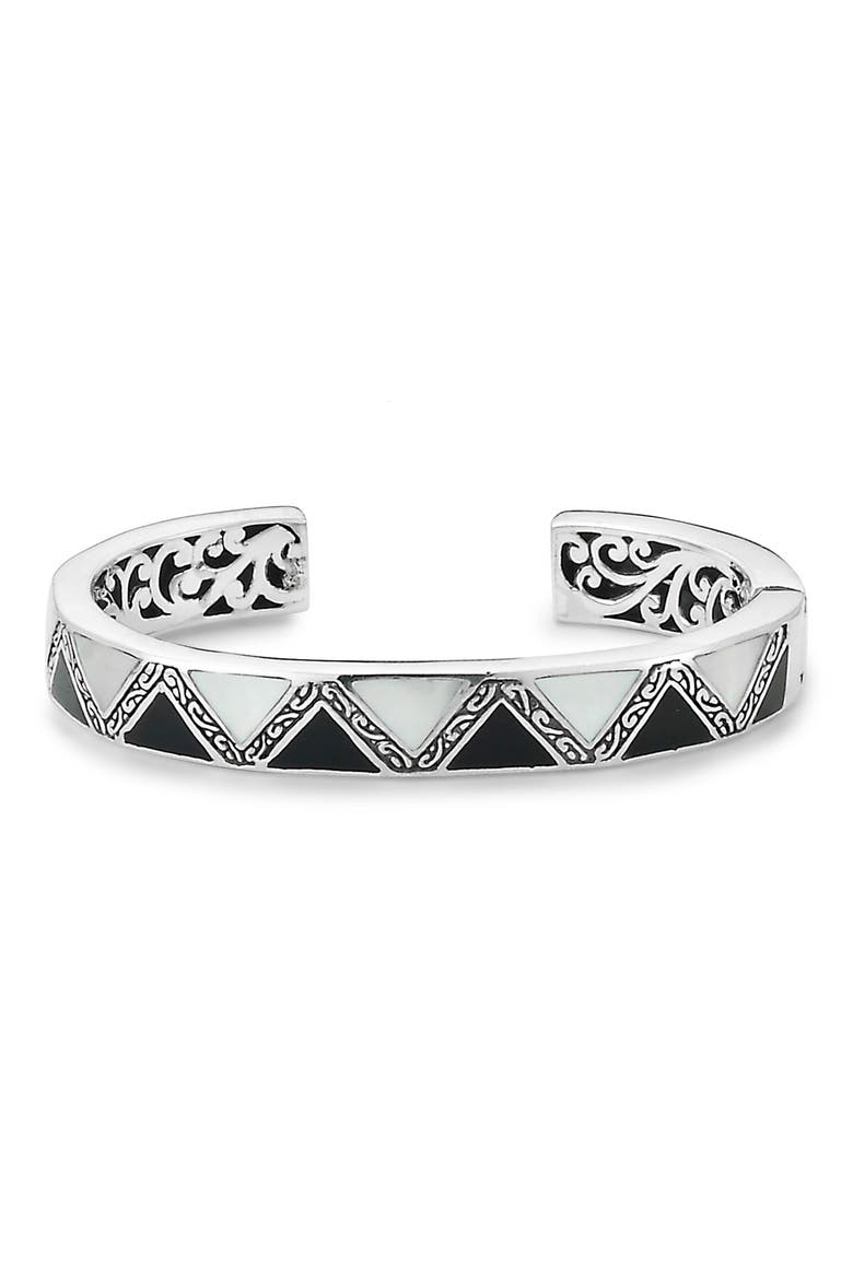Black & White Mother-of-Pearl Cuff Bracelet, Main, color, BLACK AND WHITE