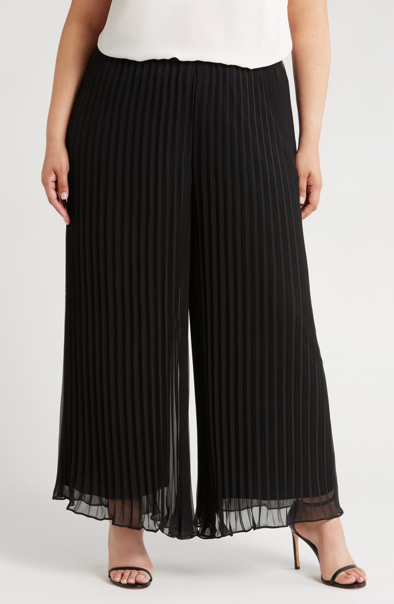 Alex Evenings Pleated Wide Leg Chiffon Pants, Main, color, 