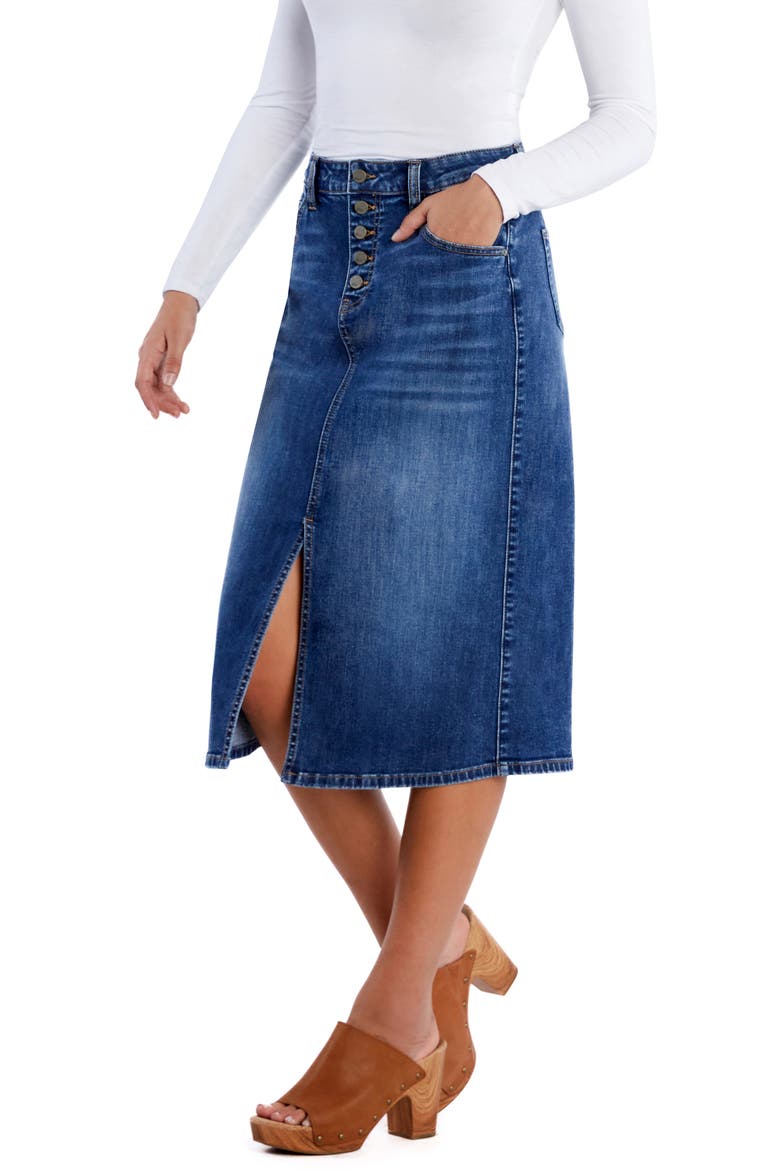 Rory Front Slit Denim Skirt, Alternate, color, RORY BLUE