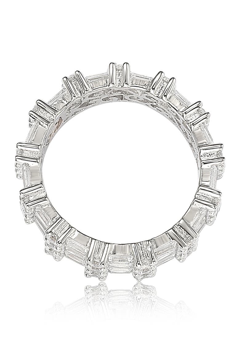 Sterling Silver Modern Tri-Row White Bagguette CZ Eternity Band, Alternate, color, WHITE