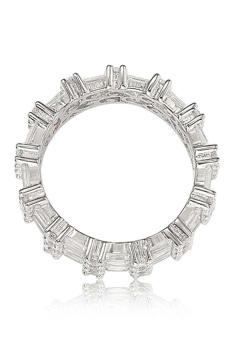 SUZY LEVIAN Sterling Silver Modern Tri-Row White Bagguette CZ Eternity Band, Alternate, color, White