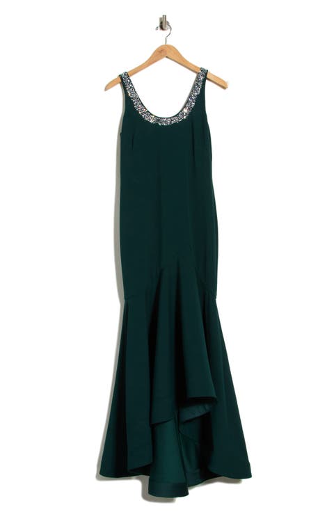 Embellished Scoop Neck High-Low Gown