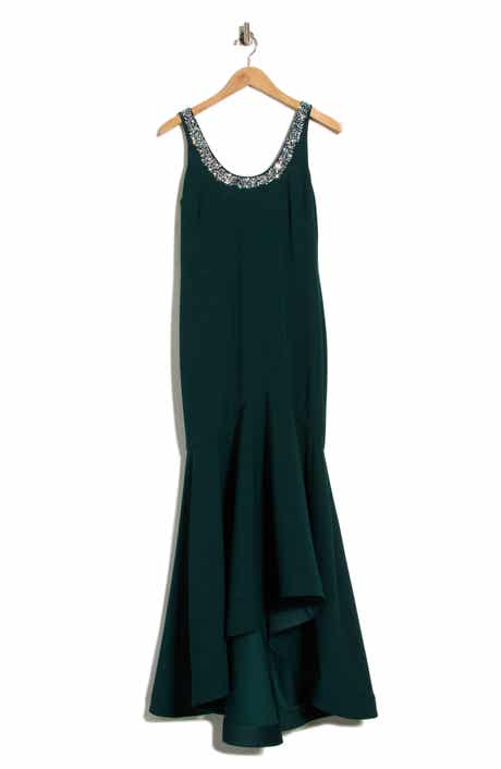 Embellished Scoop Neck High-Low Gown