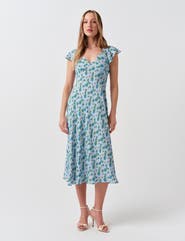 Ghost London Maya Floral Crepe Midi Dress