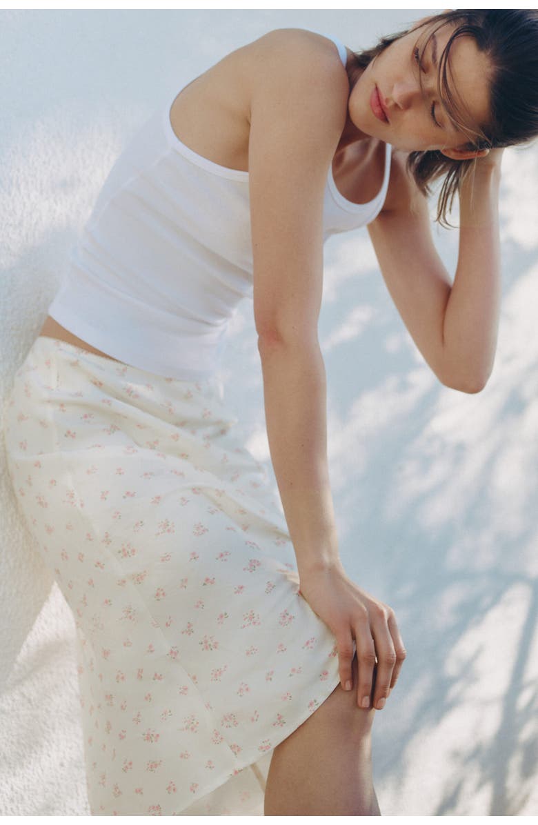 H&M Viscose Slip Skirt, Alternate, color, Cream/Floral