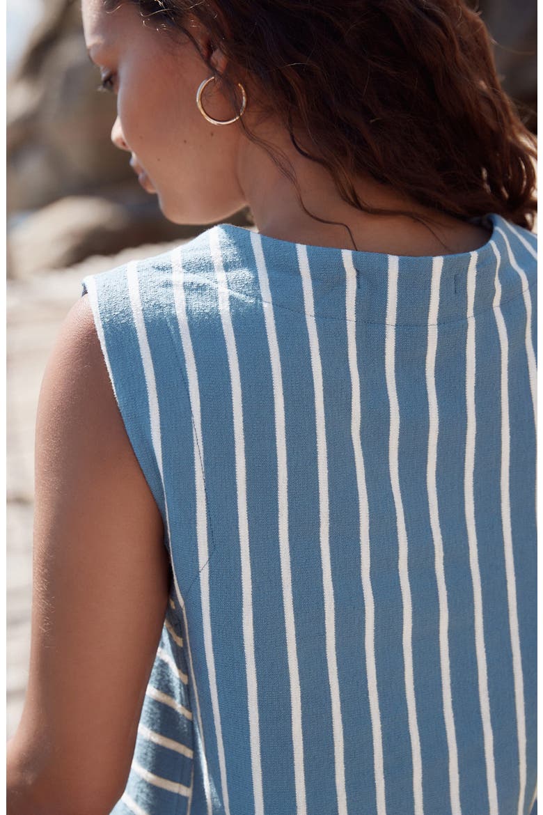 Stripe Sleeveless Cotton Terry Top, Alternate, color, WHITE