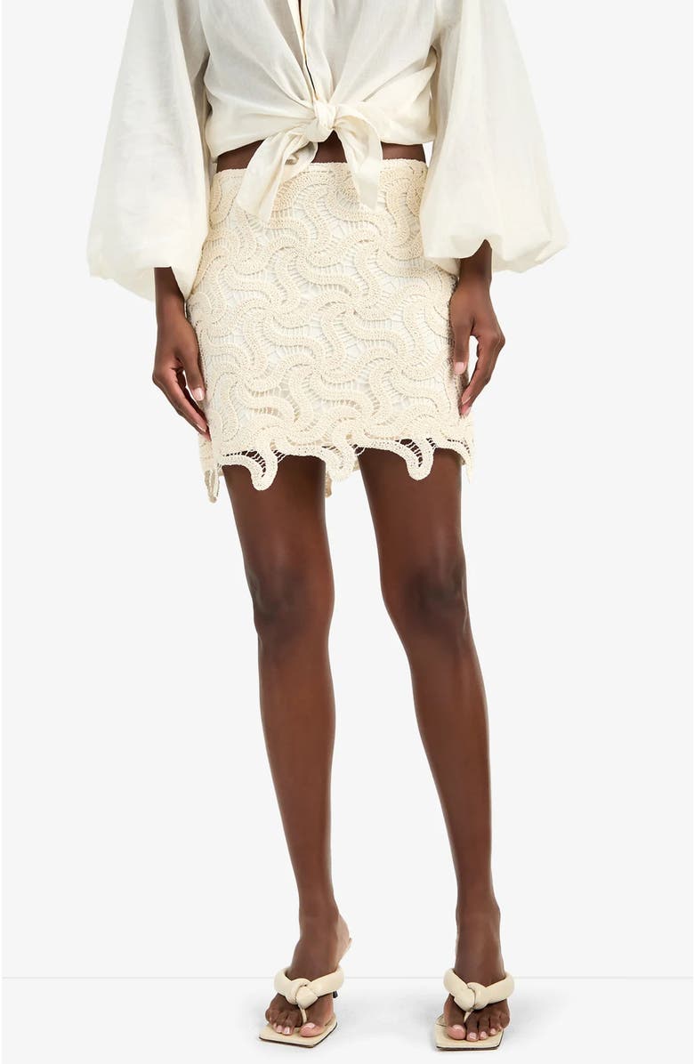 Trina Turk Rico Scallop Lace Skirt, Alternate, color, Bonita Beige