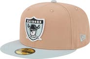 New Era Men's New Era Tan Oakland Raiders Gridiron Classics Throwback Logo Main 59FIFTY Fitted Hat