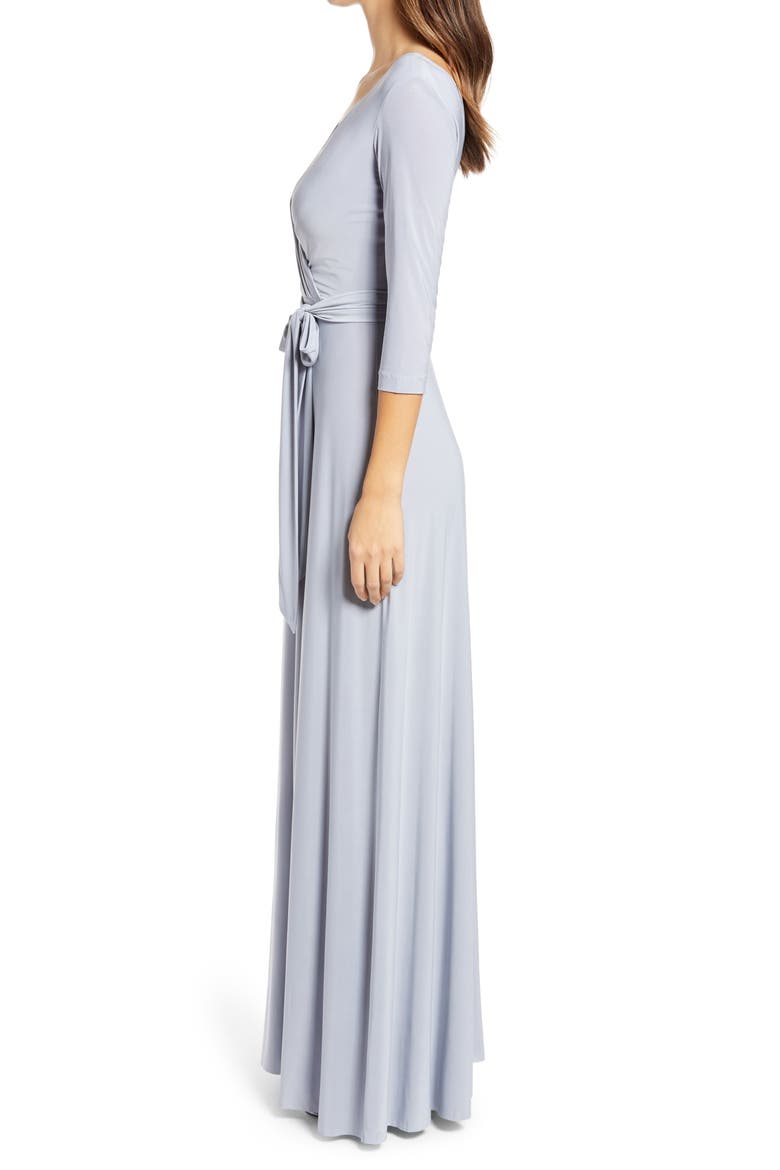 Jersey Tie Waist Gown, Alternate, color, PLATINUM
