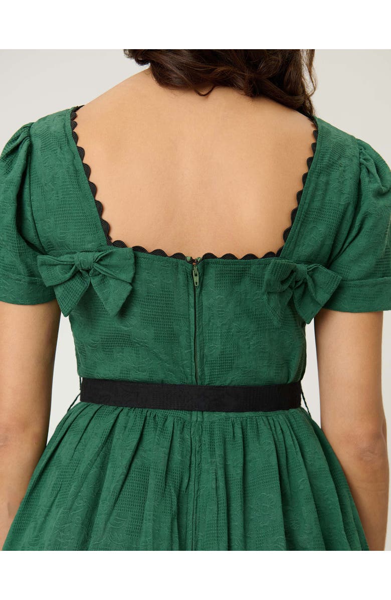 Unique Vintage Boatneck Ricrac Swing Dress, Alternate, color, Emerald
