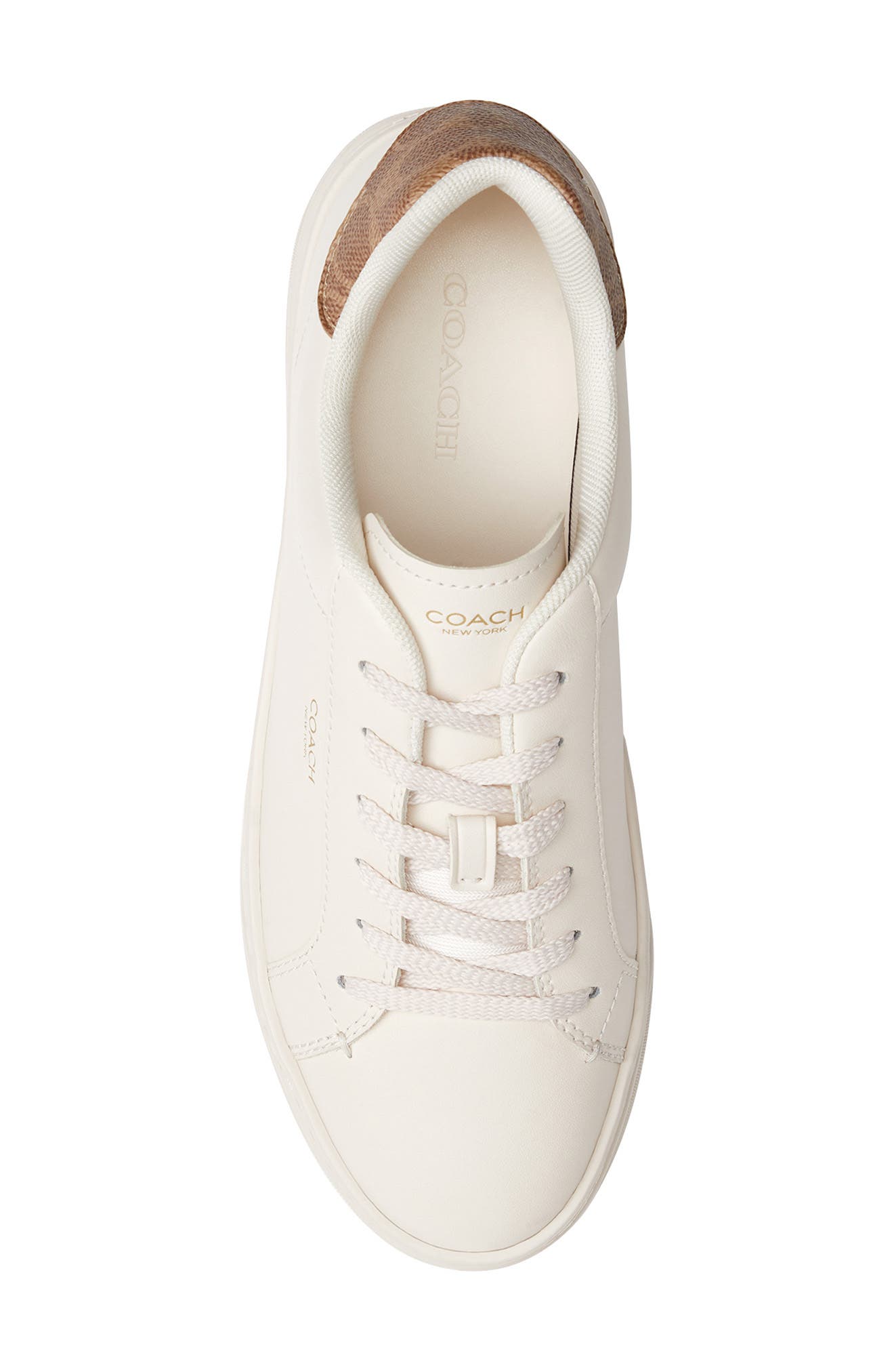 COACH High Line Leather Sneaker, Alternate, color, Chalk/ Brown Khaki