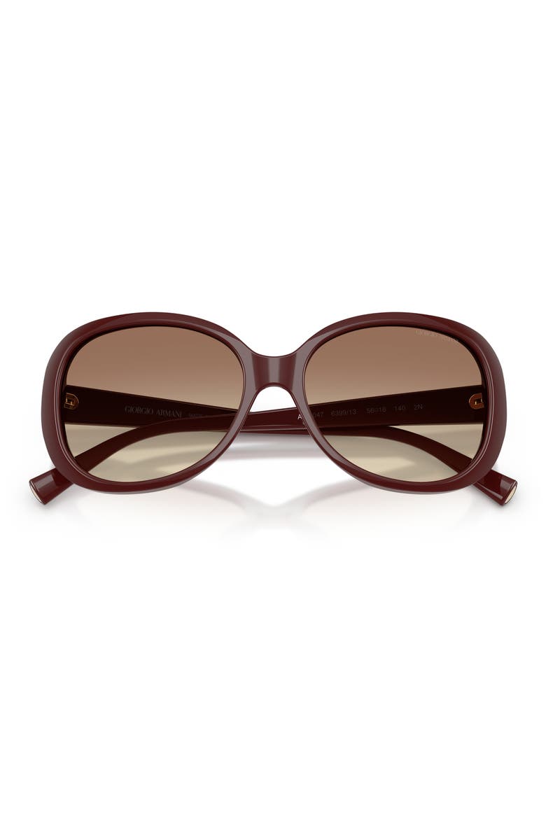 56mm Round Sunglasses, Alternate, color, BURGUNDY / BROWN GRADIENT