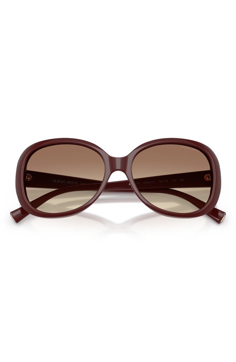 ARMANI 56mm Round Sunglasses, Alternate, color, Burgundy / Brown Gradient