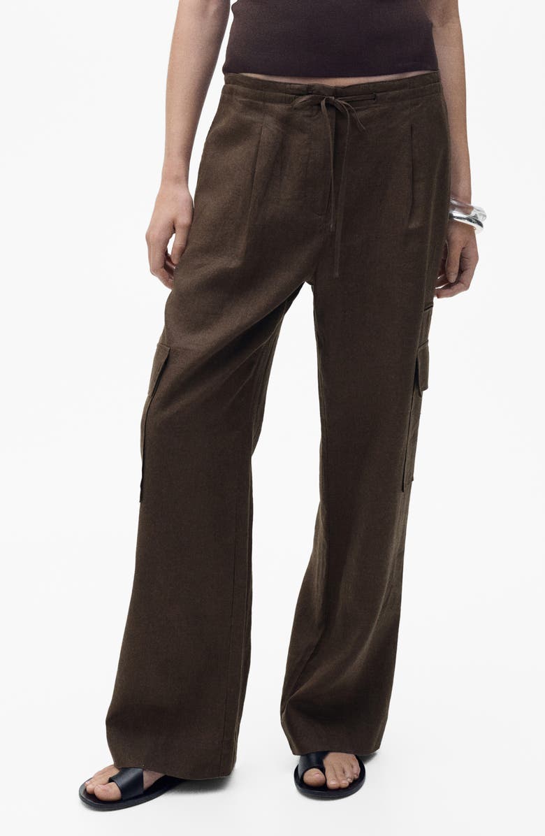 MANGO Linen Cargo Pants, Main, color, 