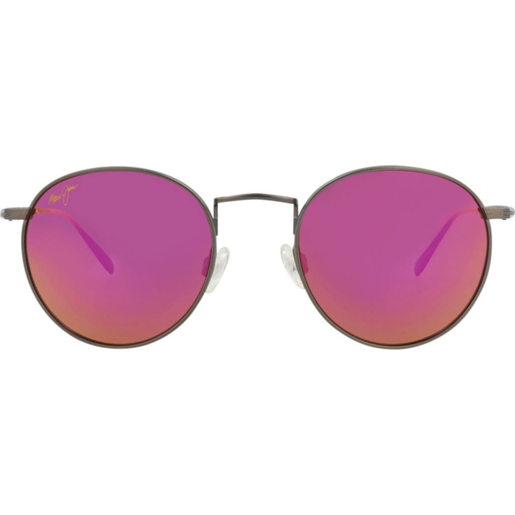 Maui Jim 51mm Polarized Gradient Round Sunglasses In Red