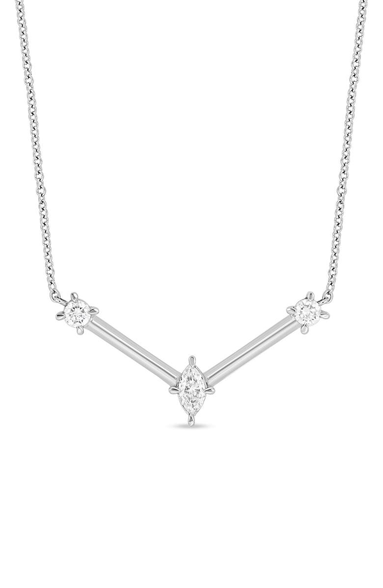 Bony Levy 18K White Gold Diamond V-Bar Pendant Necklace, Main, color, 