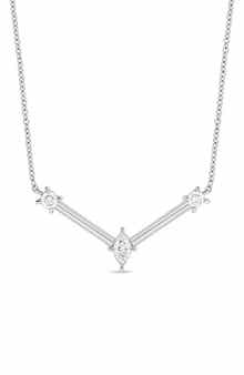 Bony Levy 18K White Gold Diamond V-Bar Pendant Necklace