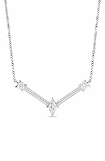 Bony Levy 18K White Gold Diamond V-Bar Pendant Necklace