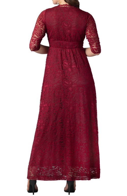 Kiyonna Maria Lace A-line Evening Gown With Pockets In Brown
