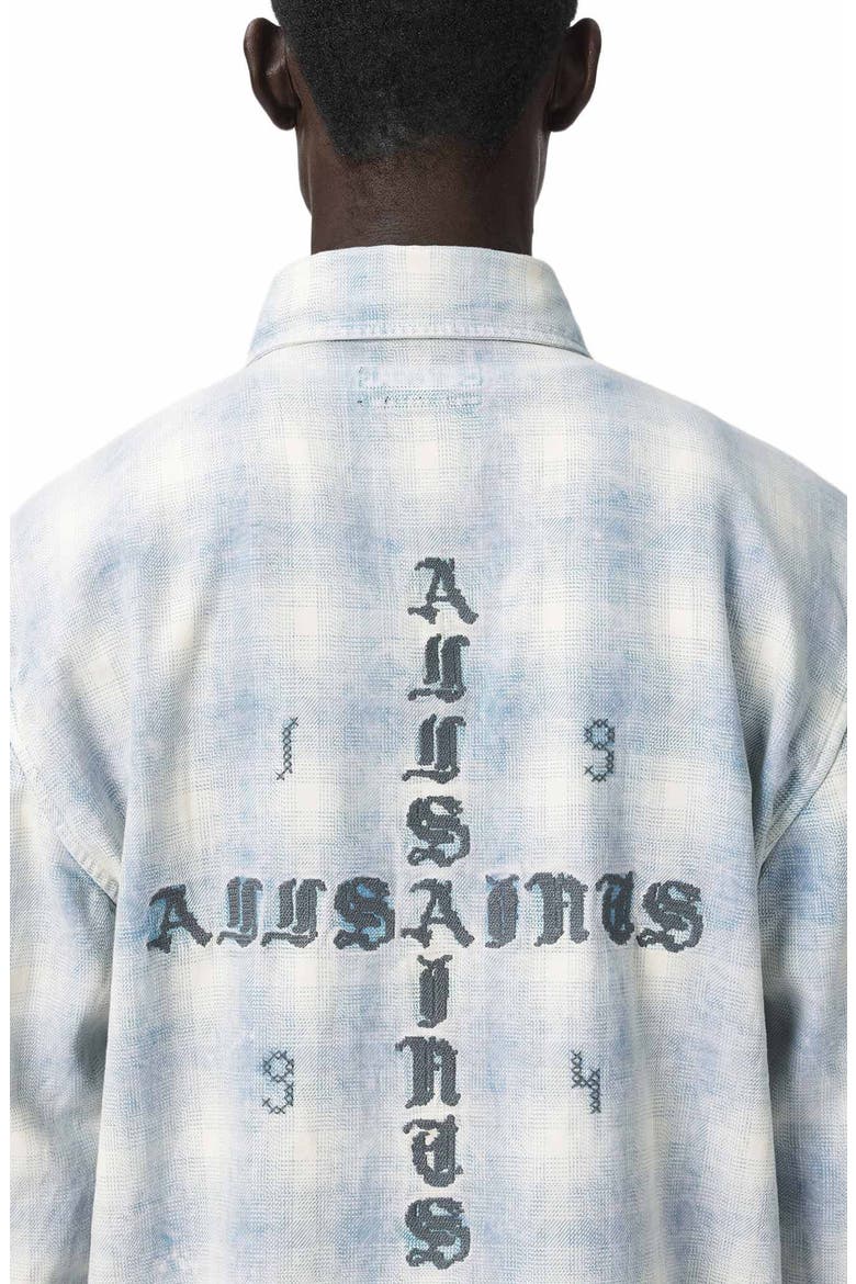 Santos Stripe Embroidered Graphic Cotton Button-Up Shirt, Alternate, color, PARMA