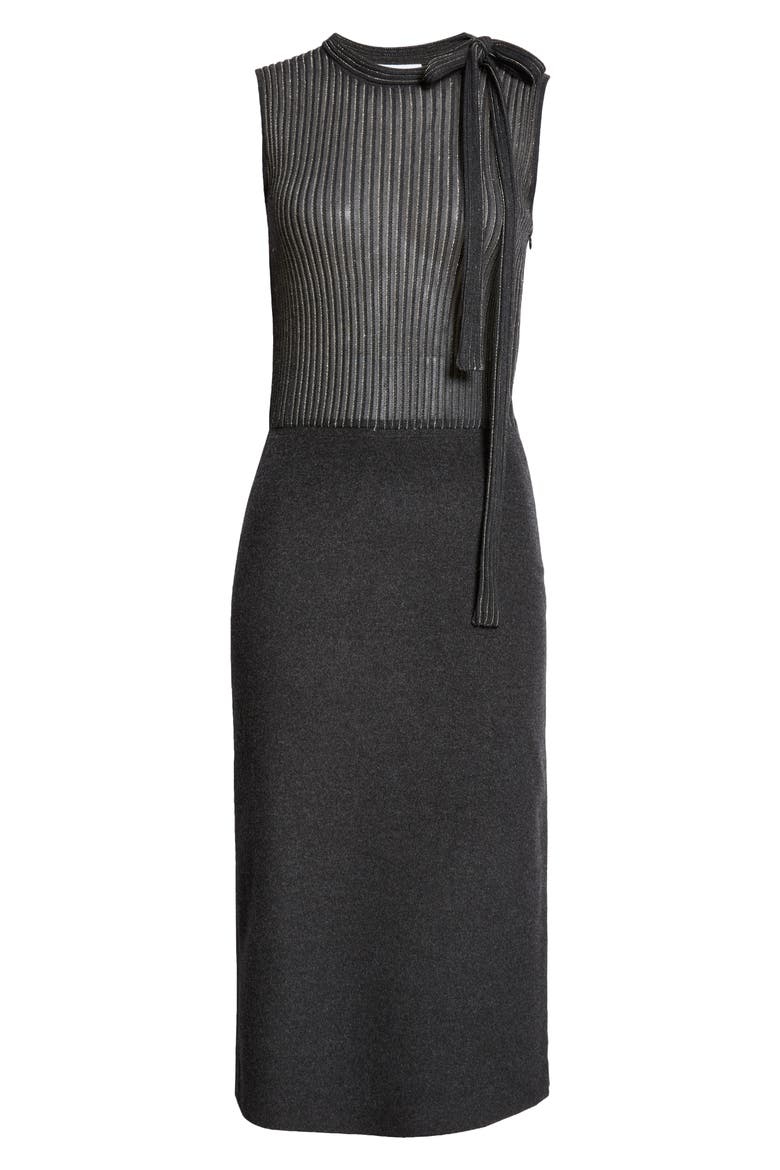 Mixed Media Midi Sweater Dress, Alternate, color, HEATHER CARBON
