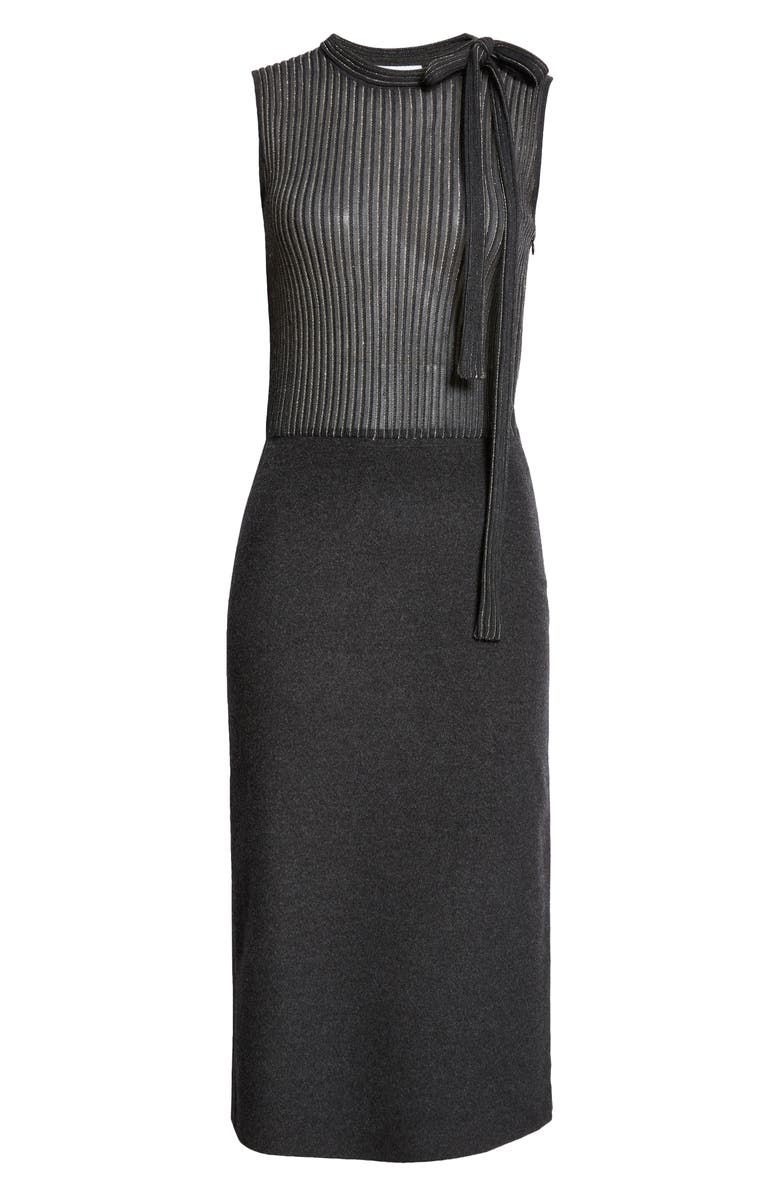 ST. JOHN Mixed Media Midi Sweater Dress, Alternate, color, Heather Carbon