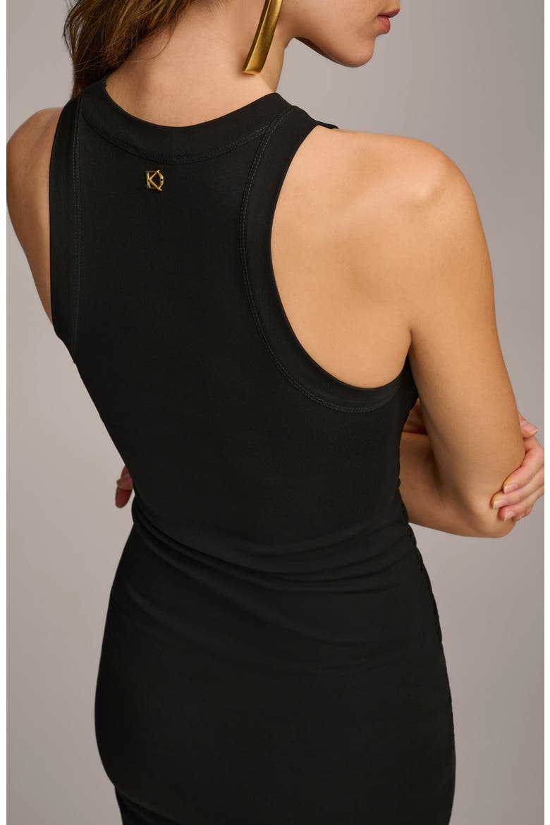 Side Ruched Sleeveless Dress, Alternate, color, BLACK