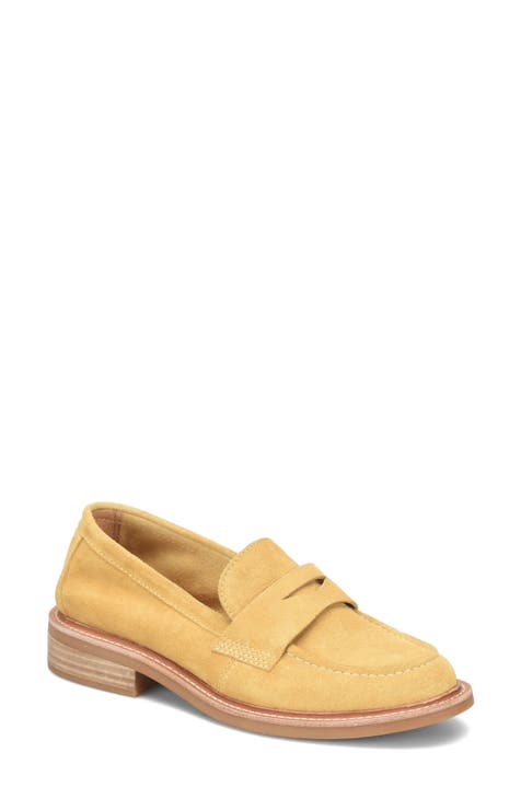 Yellow summer loafers for women . Leather loafers for cheapest women with leather lining