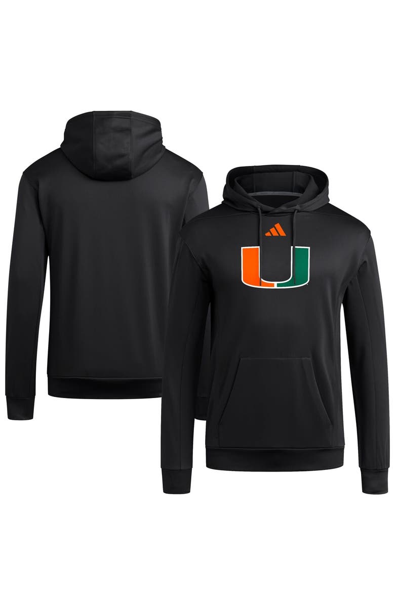 adidas Men's adidas  Black Miami Hurricanes Locker Logo Fleece Pullover Hoodie, Main, color, 
