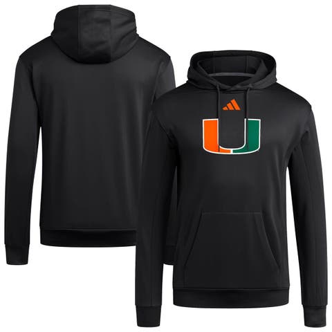 Men's adidas Black Miami Hurricanes Locker Logo Fleece Pullover Hoodie