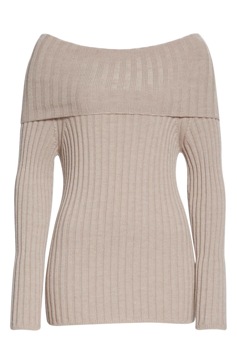 Max Mara Leisure Tosca Off the Shoulder Ribbed Virgin Wool Sweater, Alternate, color, 