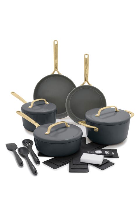 GP5 Infinite8 11-Piece Anodized Aluminum Ceramic Nonstick Cookware Set with Champagne Handles
