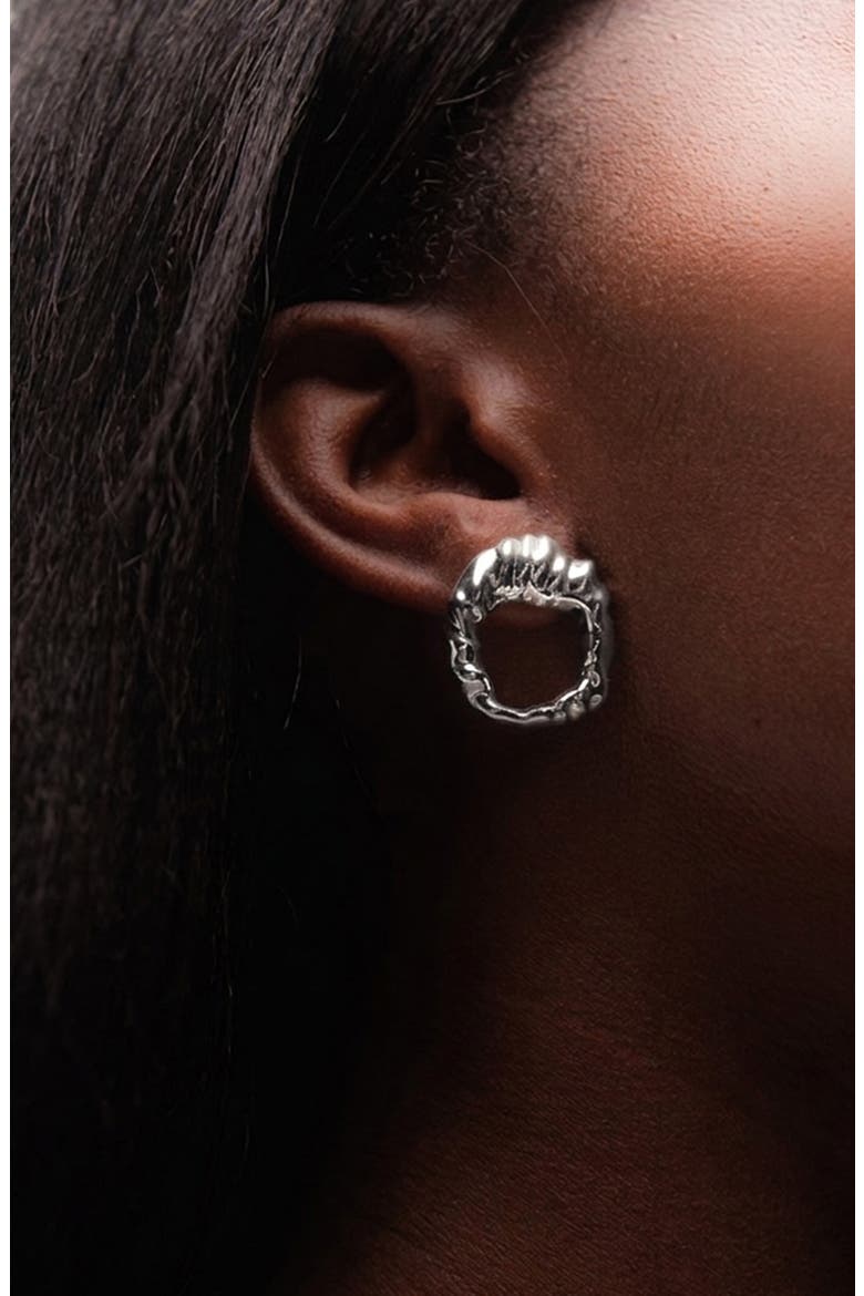 Iyun Face On Stud Earrings In Silver, Alternate, color, Silver