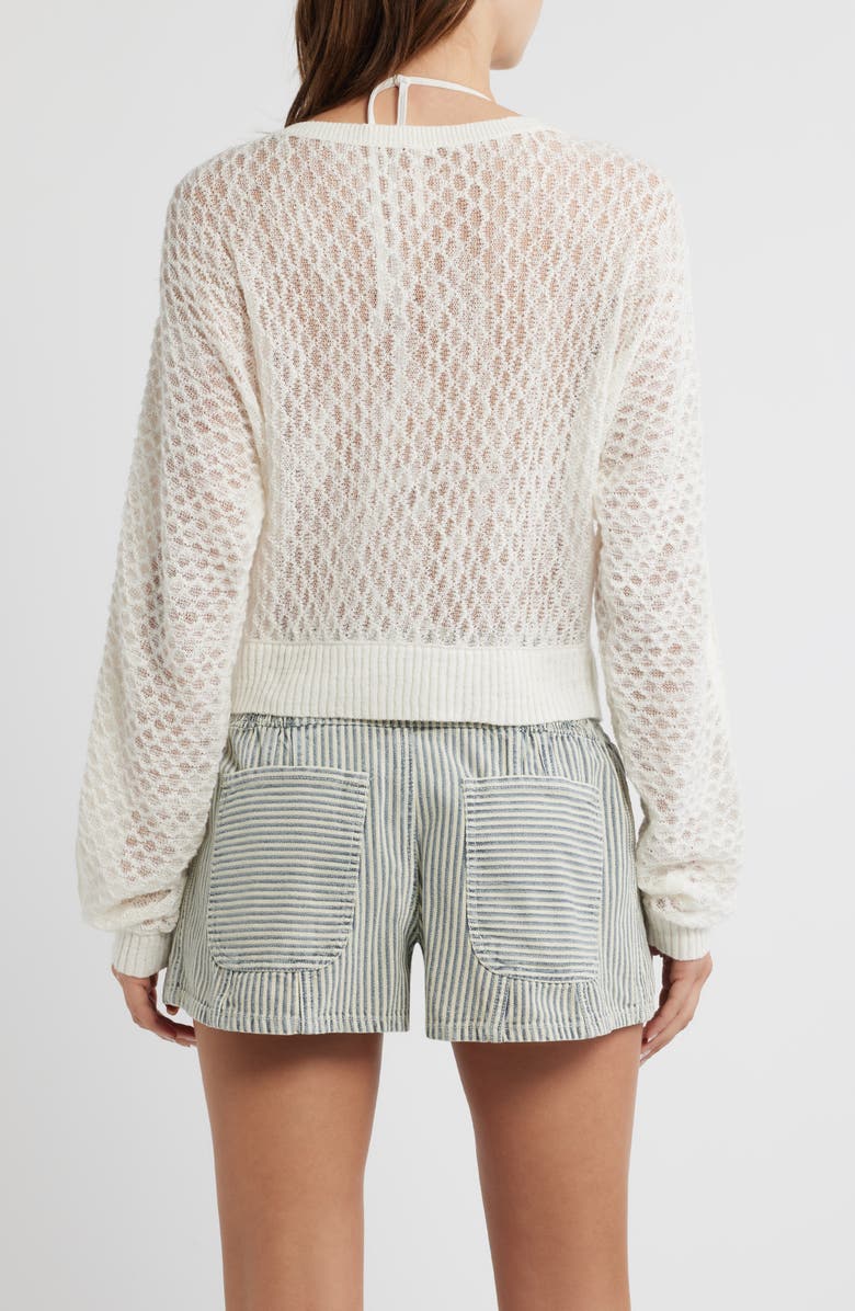 Free People Maris V-Neck Fine Gauge Linen Blend Cardigan, Alternate, color, Clean Ivory