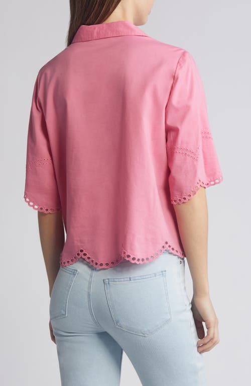 BEACHLUNCHLOUNGE BEACHLUNCHLOUNGE CLO EYELET BORDER BUTTON-UP SHIRT