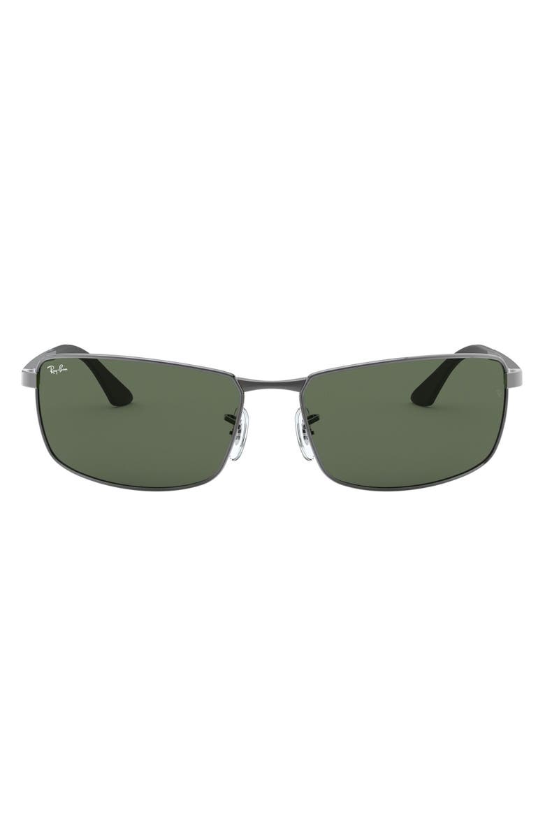Ray-Ban 61mm Rectangle Wrap Sunglasses, Main, color,