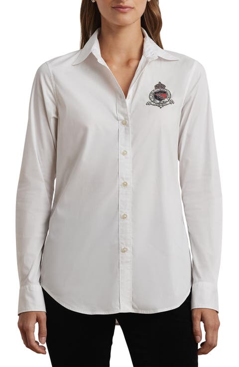 Beaded Logo Button-Up Shirt
