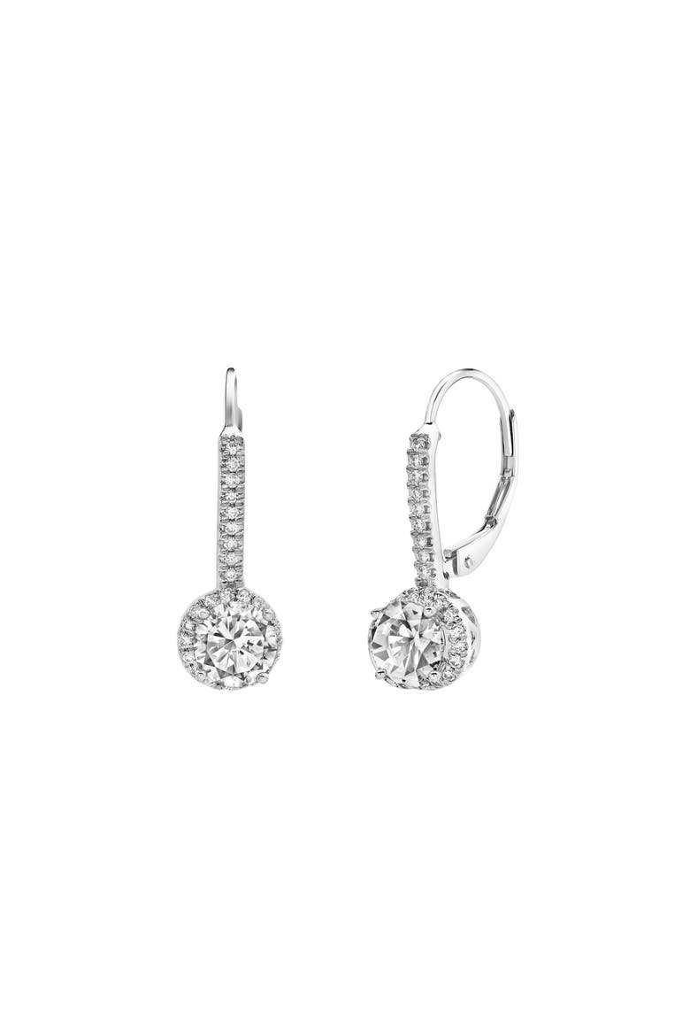 Meadowlark Pave Round Diamond Drop Huggie Hoop Earrings in 14K Gold, Main, color, 14K White Gold