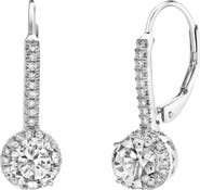 LuvMyJewelry Meadowlark Pave Round Diamond Drop Huggie Hoop Earrings in 14K Gold