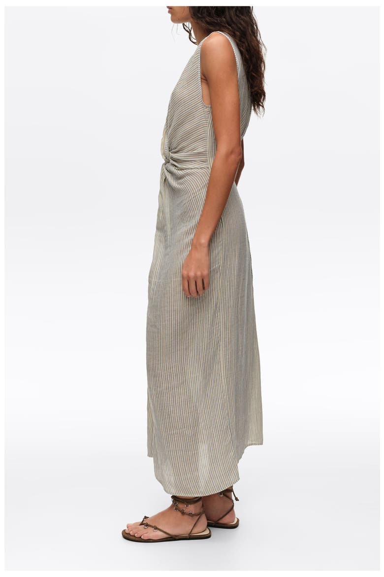 Striped Ruched Knot Dress, Alternate, color, BLUE