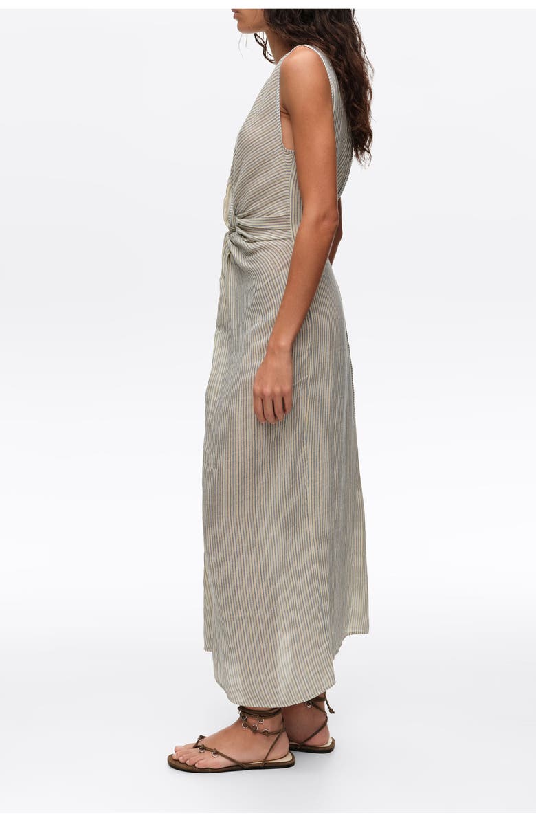 Bimba y Lola Striped Ruched Knot Dress, Alternate, color, Blue