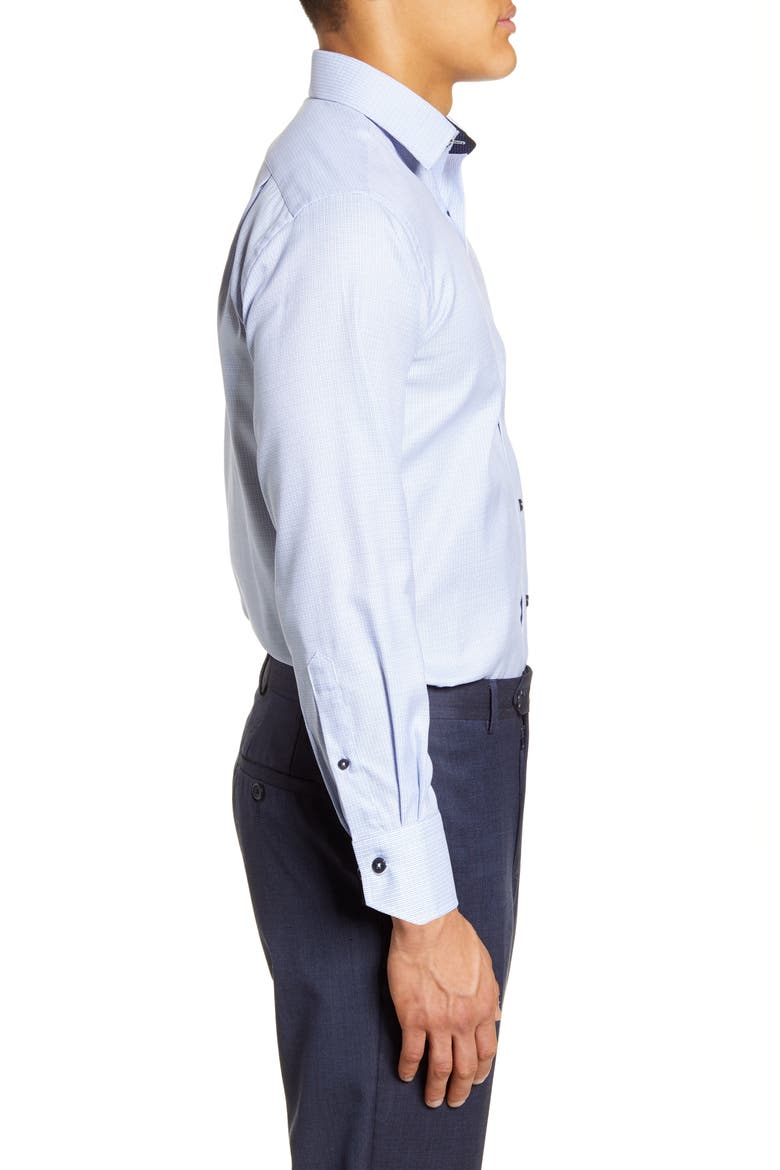 Trim Fit Check Dress Shirt, Alternate, color, LIGHT BLUE