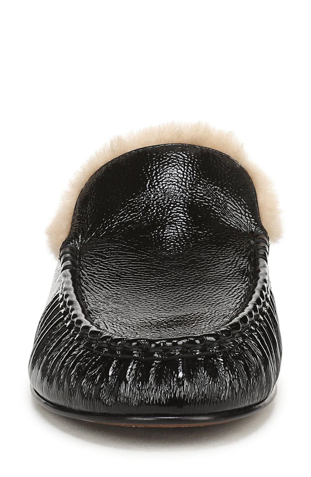 Tevin Genuine Shearling Lined Flat Mule, Alternate, color, BLACK