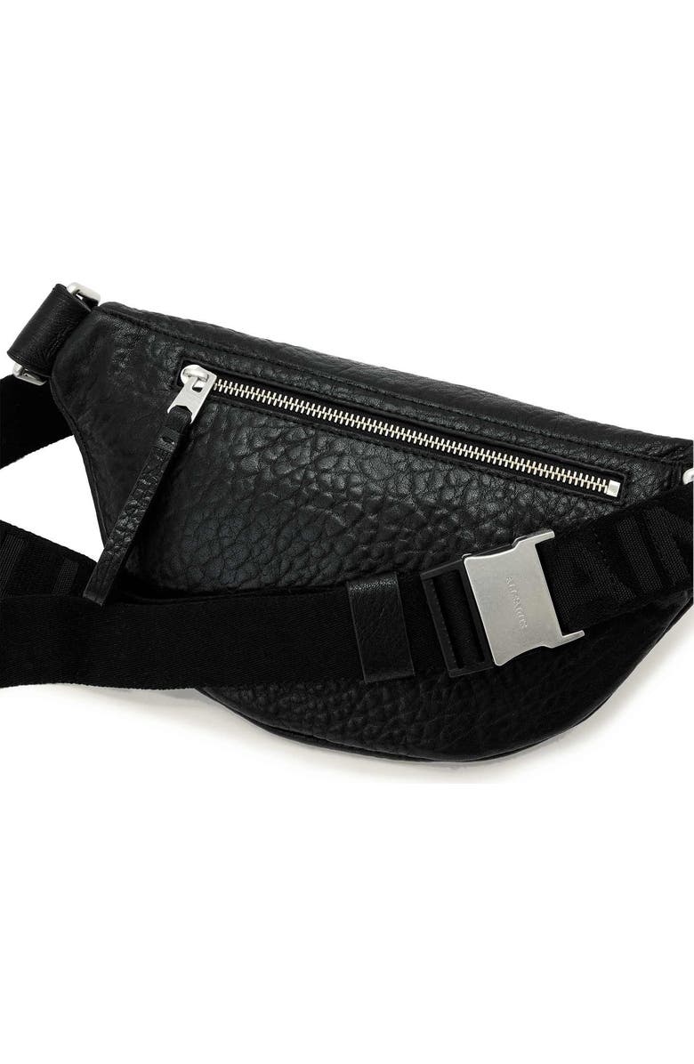 AllSaints Itoko Lambskin Leather Bum Bag, Alternate, color, Black