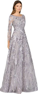 LARA New York Long Sleeve Modest A-line Gown