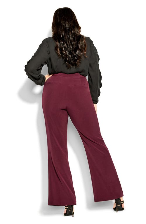 City Chic Vienna High Waist Flare Pants In Red